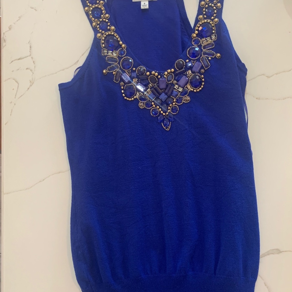 Cache royal blue beaded top
